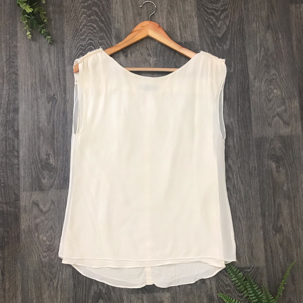 Alice + Olivia Base Off White Sleeveless Blouse